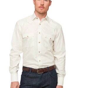 *NEW* LUCCHESE BOOTMAKER
EL PASO COWBOY FIT ECRU BROWN PEARL WESTERN SNAPS SZ L